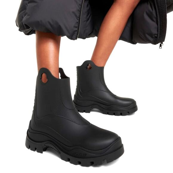 Moncler Misty Rain Boots Ankle Shoes Rubber 38 New - Picture 1 of 6
